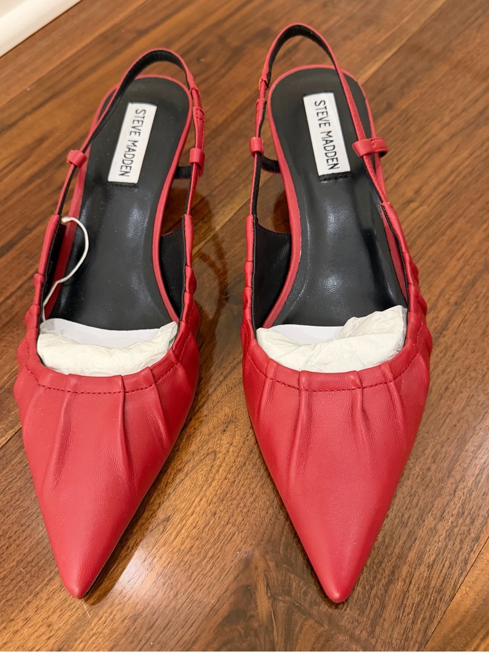 steve madden syrie red leather pointed toe slingback kitten heels - Picture 3 of 5